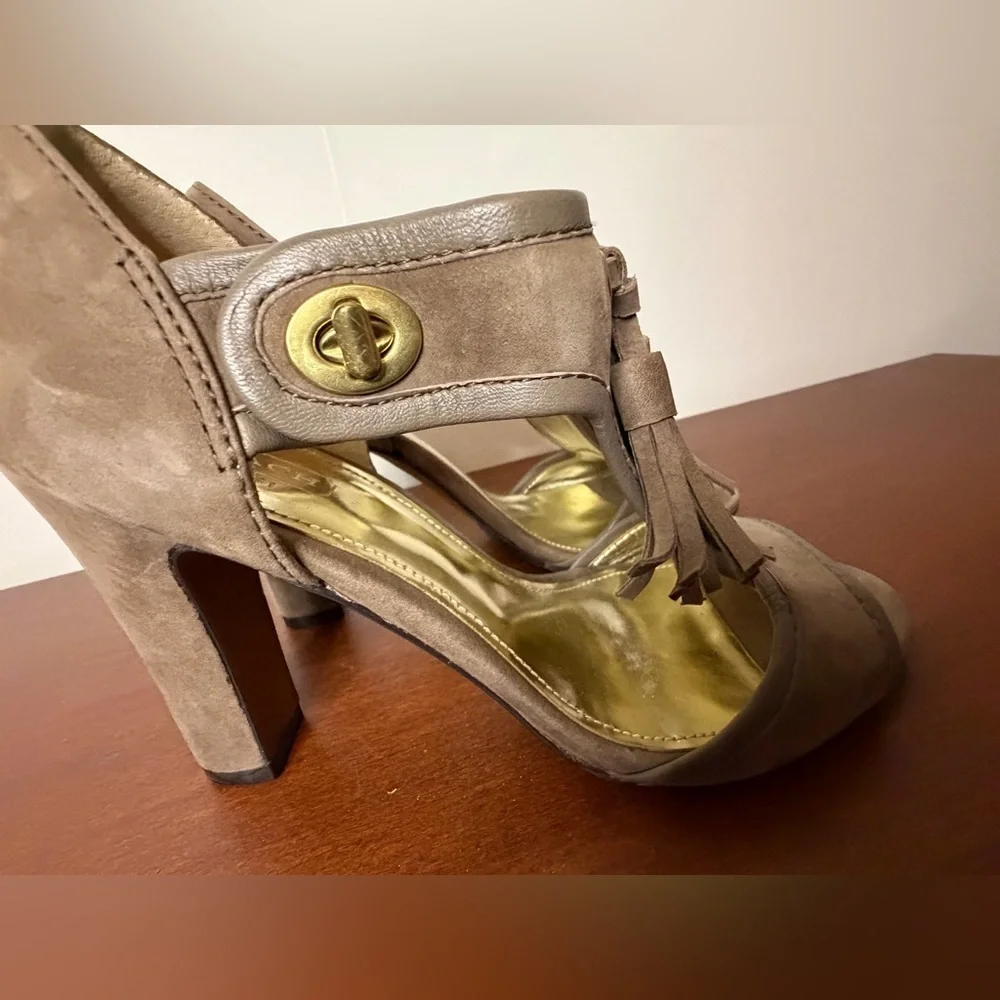 COACH Tristan Taupe SuedeTassel Heels